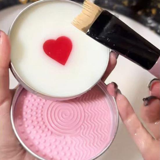 Makeup Brush Cleaner Soap with Silicone Cleaning Mat Portable Travel Multi-purpose Makeup Sponge Cosmetic Scrubber Cleaning Essential Oil