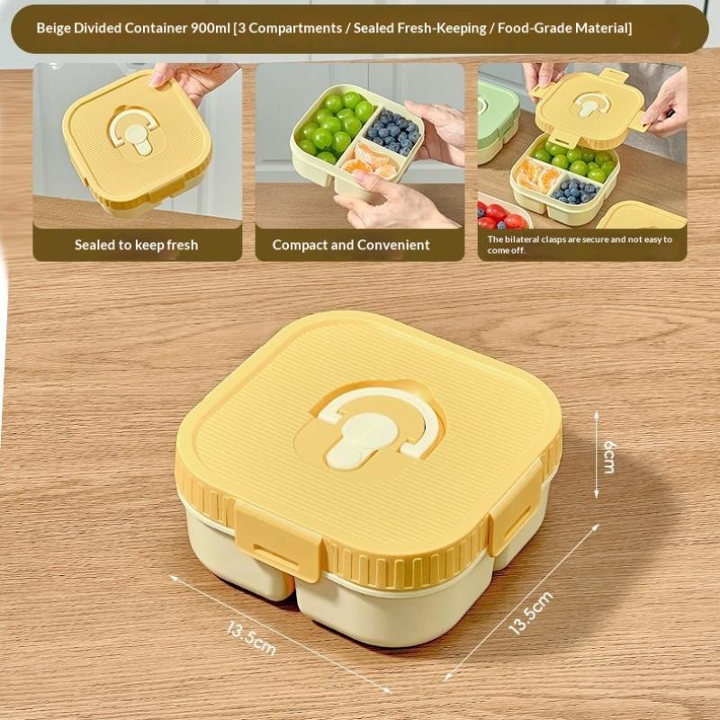 Portable Plastic Lunch Box With Compartment Microwave Safe Fruit Salad Lunch Container Kid Student Leak-Proof Bento Box