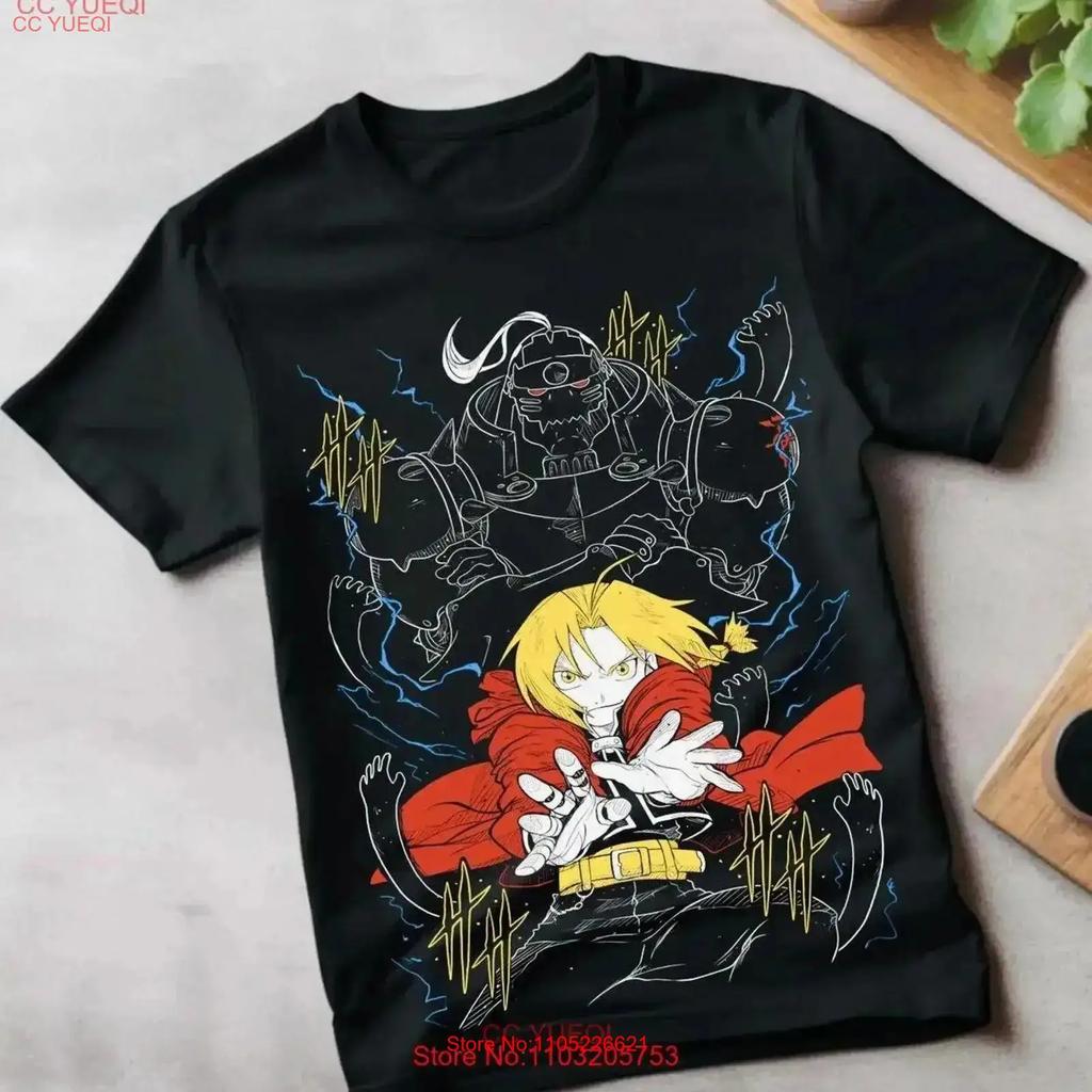 Edward Elric T Shirt Fullmetal Alchemist Brotherhood Fma Alphonse Black Vintage Stylish Casual Versatile Vintage