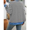 Spring and Autumn Women's Long Sleeve Colourful Stripe Round Neck Loose Sweatshirt