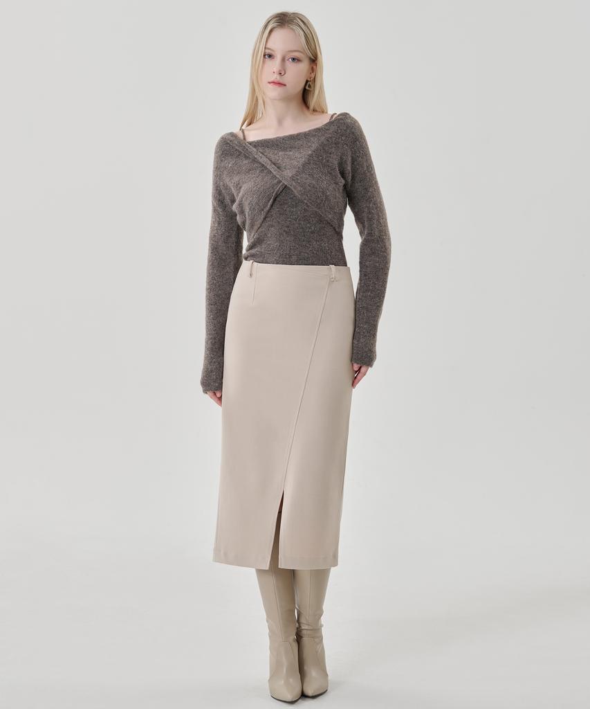 Hye Young Kim Cord Set Tailored H-Line Maxi Skirt - Light Beige