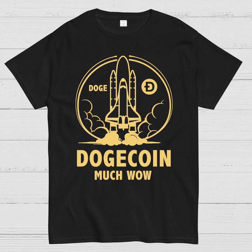 Dogecoin Ракета Много Вау Мем Шутка Забавная Криптовалюта Илон Маск DOGE Хлопок Летняя Повседневная Прохладная Свободная Футболка