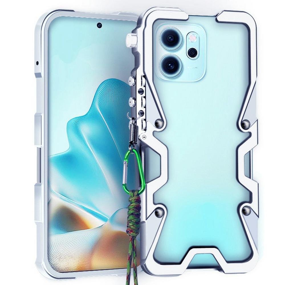 Бампер для Oppo Reno14 F 5G, Металлический чехол из алюминиевого сплава, Крышка для телефона со шнурком