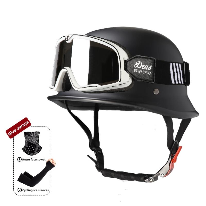 Мотоциклетный шлем для мужчин летом, ретро полушлем Harley для электромобиля, солдатский принц в немецком стиле, круизный автомобиль, на четыре сезона