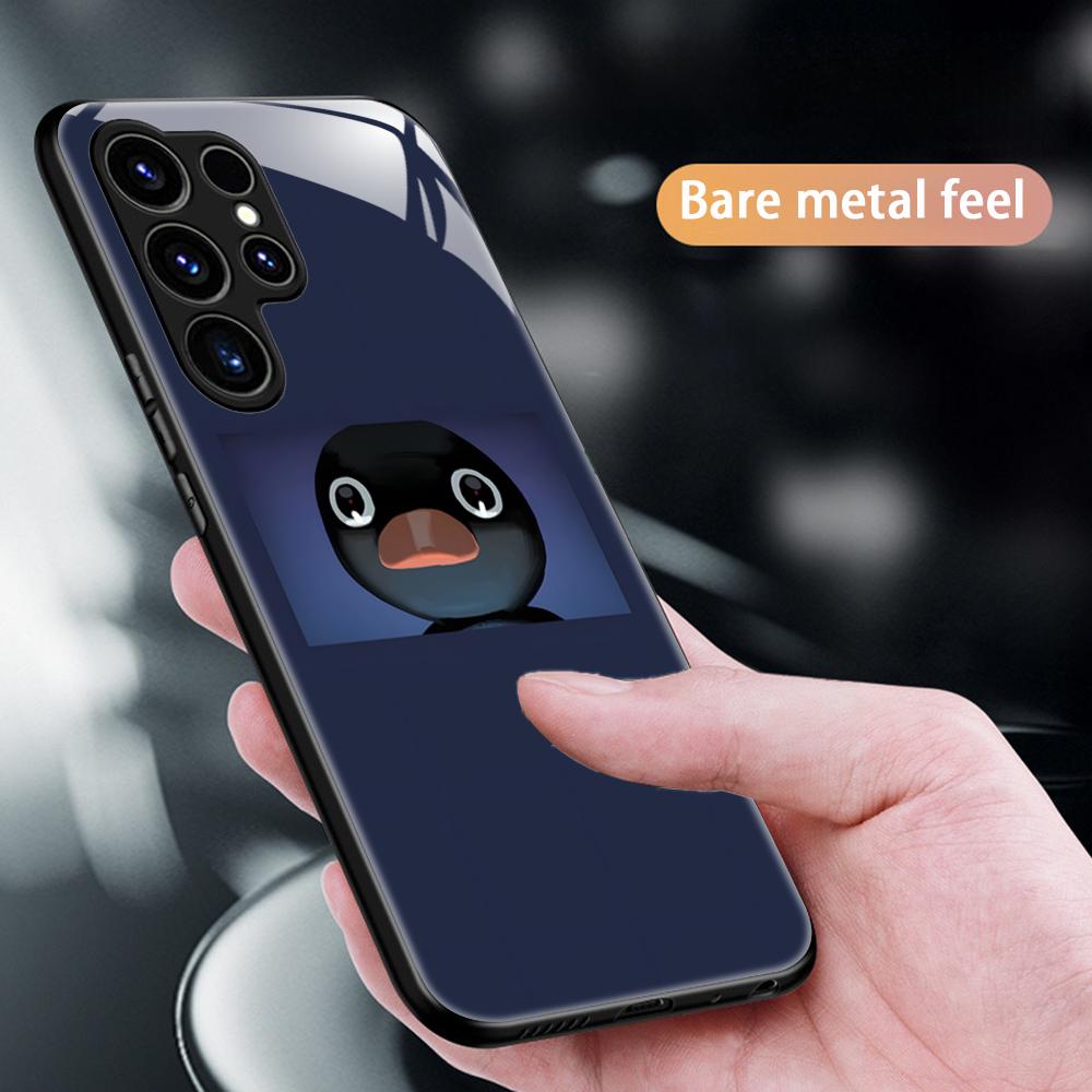 Милый Мультяшный Пингу Популярный Чехол Для Телефона Для Samsung S25 S24 S23 S22 S21 S20 Plus Ultra Note20 Стеклянный Магнитный Чехол