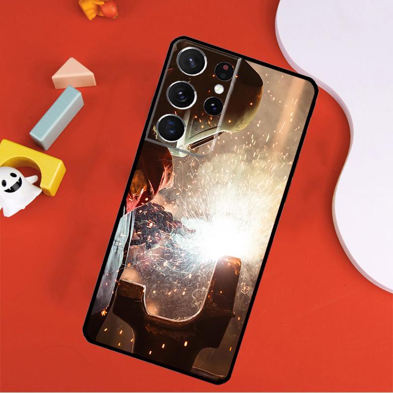 Welder Welding Hot Metal Worker Phone Case For Samsung Galaxy S25 Ultra S9 S10 S20 FE S21 S22 S23 S24 Plus S24 Ultra Cover