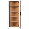 LED glass cabinet 62x35x160cm – oak exterior, light strip, dust-proof, tempered glass, corner cabinet with door – bookshelf, wine cabinet