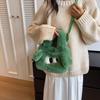 Big-Eyed Dog Plush Crossbody Bag: Faux Rex Rabbit Fur Childlike Tote, Fashionable Cartoon Handbag for All Seasons