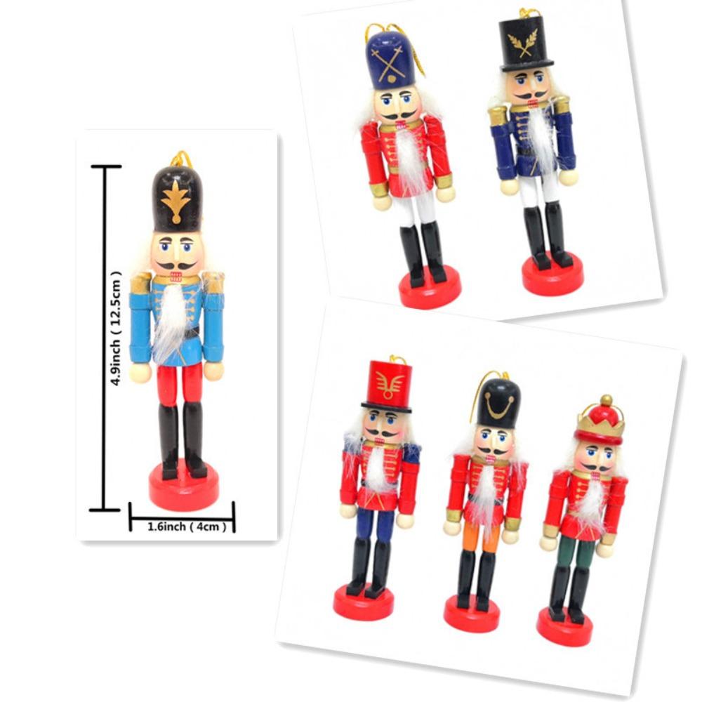 6pcs/set Colorful Soldier Puppet Pendant Figurines Nutcracker Doll Christmas Ornaments