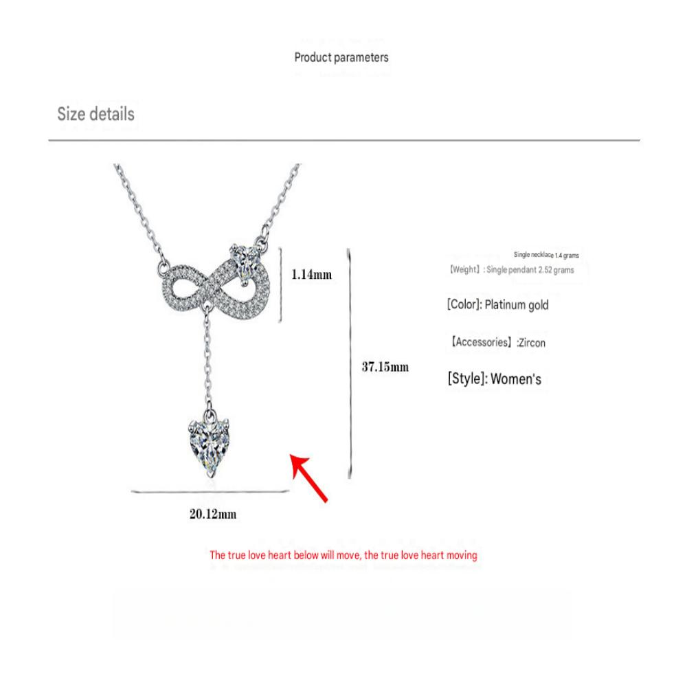 925 Sterling Silver Necklace Tassel Heart Pendant Sparkling Zircon Women's Necklace Birthday Party Gift Jewelry Accessories