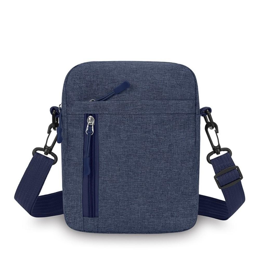 Fashion Nylon Men Shoulder Bag Multi-pocket Lightweight Crossbody Bag with Zipper Solid Color Travel Phone Bag