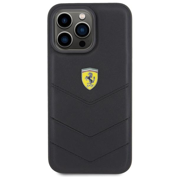 Ferrari Fehcp15Xrduk iPhone 15 Pro Max 6.7 Черный/Black Жесткий чехол Стеганый Металлический логотип