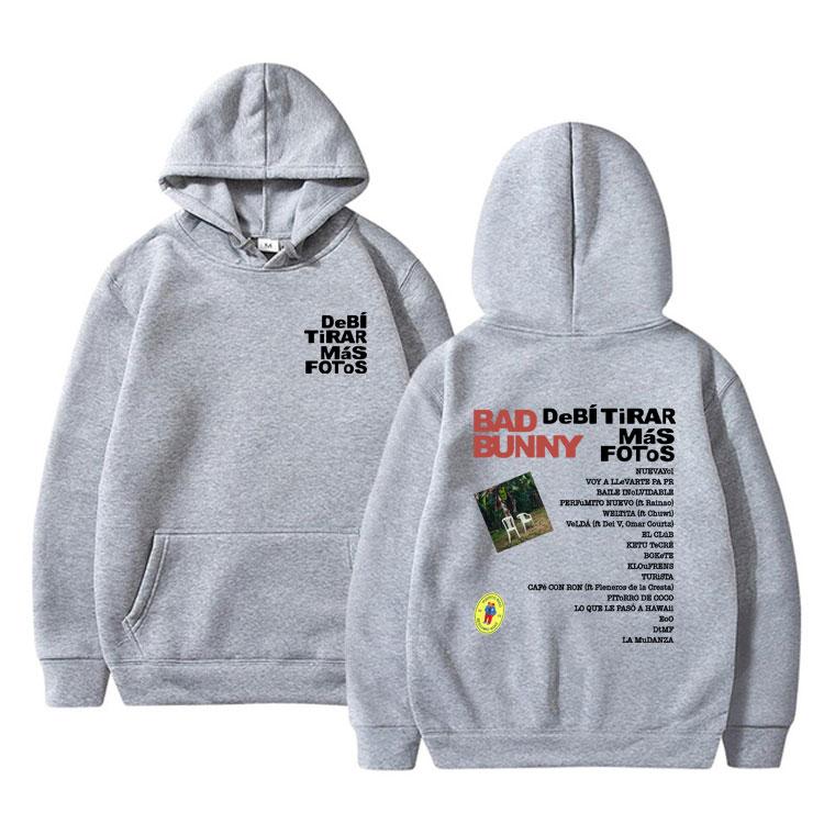 Горячий рэпер Bad Bunny 2025 Новый альбом Debi Tirar Mas Fotos DTMF Худи Мужчины Женщины Мода Оверсайз Пуловер Мужской Винтажные Худи