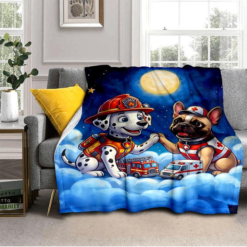 Firefighter Puppies Paw Saving The Day Blanket Suitable for Sofas, Beds, Offices, And Camping - Perfect Gift for Halloween Christmas