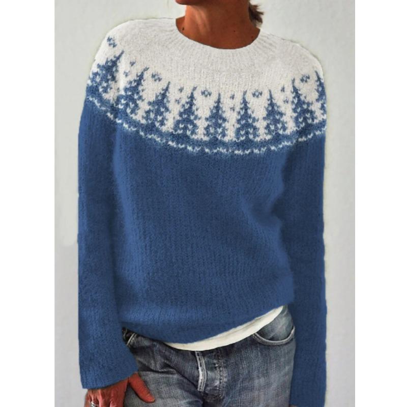 DAFIFY Женская мода повседневная осень-зима ромбовидный узор с длинным рукавом и круглым вырезом свитера