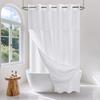 Waffle Shower Curtain: 72x75 Inches Heavyweight 256GSM Fabric with Mesh Top Window Hookless Design with Split Rings and Snap Button