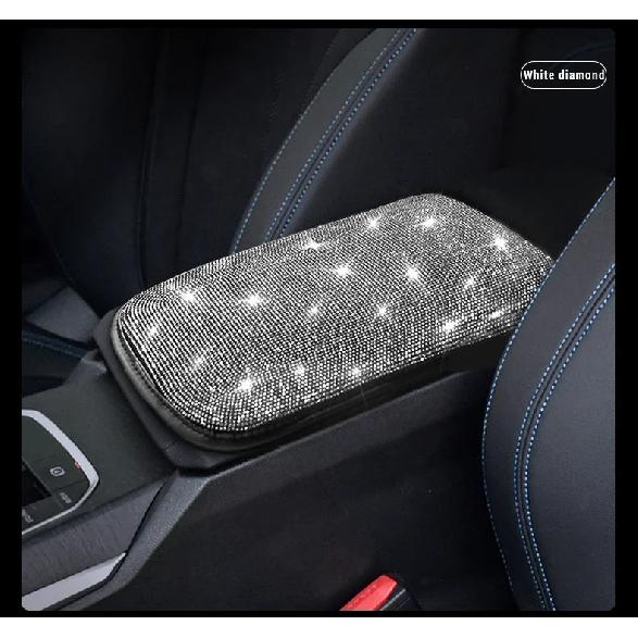 Bling Car Armrest Cover Auto Center Console Protective Cover Crystal Rhinestone Arm Rest Cushion Pad Car Accessories for Women