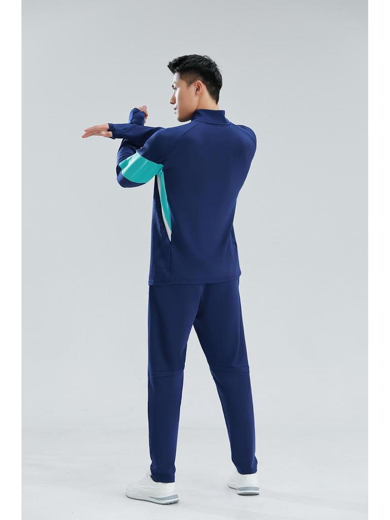 Autumn Winter College Student Football Training Set: Half-Zip Long-Sleeve Jersey & Children's Competition Team Uniform