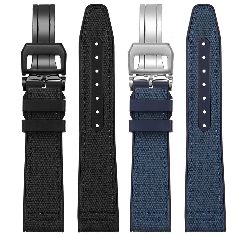 Нейлоновый резиновый ремешок для часов Для IWC Pilot Spade A Mark 18 Portuguese Blue Band Складная застежка Холщовая мужская часовая цепочка 20 мм Браслет