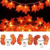 6M Maple Leaf Garland Fairy Lamp 40 LED Light-up Artificial Red Leaves Vine Indoor Outdoor Halloween Fall Harvest Festival Thanksgiving Decoration