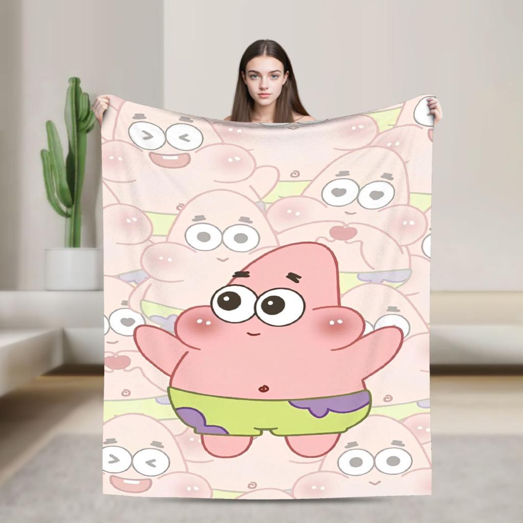 Cartoon Animated Blanket Cover SpongeBob SquarePants Fleece Throw Blankets Bedding Couch Portable Ultra-Soft Warm Bedspreads