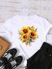 (Asian Size) Clothing Top Lovely Flower Trend Cute Short Sleeve T Shirt Casual O-neck Tee Fashion Print Lady Female Women Graphic T-shirts