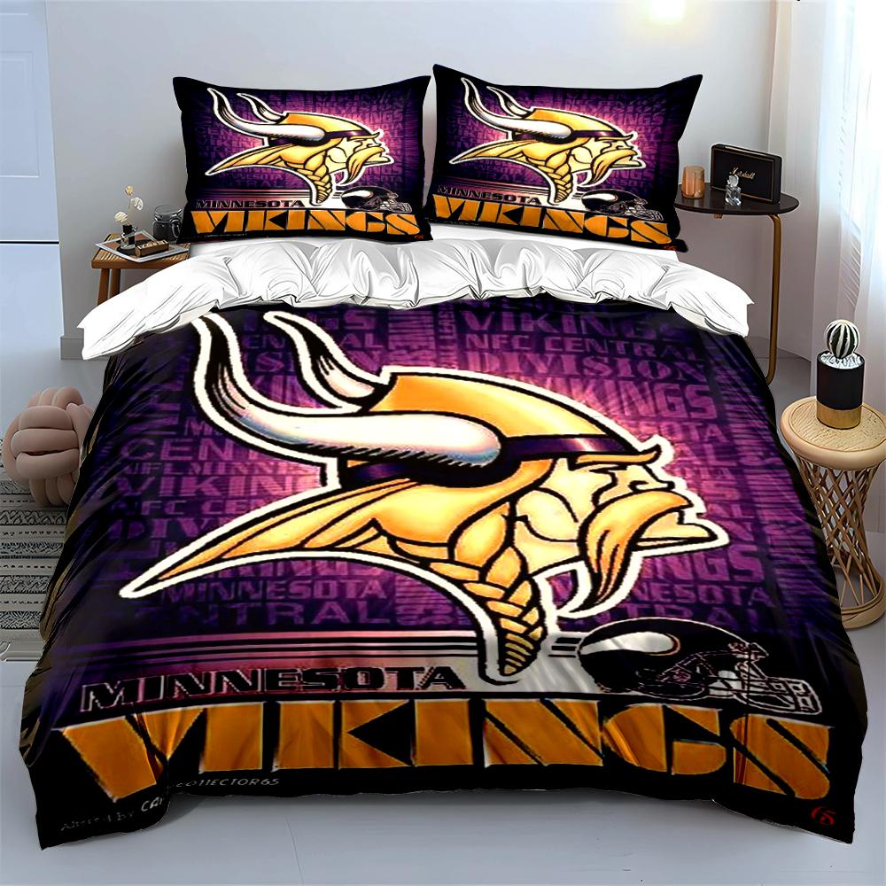 Minnesota Vikings Logo Purple Theme Bedding Set (1 duvet cover, 2 pillowcases, duvet not included) sofas