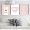 Pink Cartoon Painting Decoration Picture Nordic Baby Girl Room Decor Nursery Wall Art Canvas Poster Minimalist Crown Bunny Print