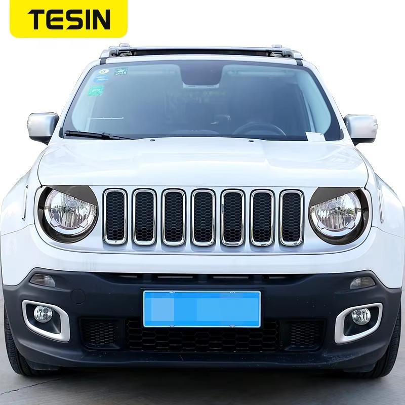 TESIN Декоративная накладка на переднюю фару автомобиля для Jeep Renegade 2016 2017 2018 Кожухи фар Кольцо-облицовка Внешние аксессуары