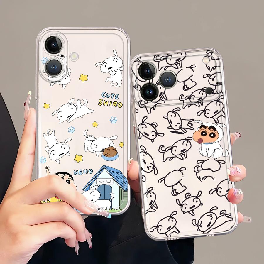 Case for iPhone 17 Pro Max 11 13 Pro 15 16 Air XS Max XR 14 Plus 7 8 12 Mini Soft Phone Cover Crayon Shin Chan Little White