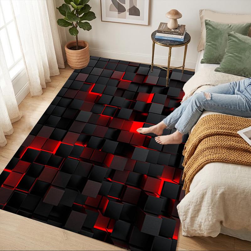 Black Cubes Living Room Nonslip Area Rug Soft Carpet For Bedroom Game Playroom Sofa Office Home Decor Doormat Christmas Gift C9261134