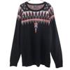 Ethnic Pattern Long Sleeve Knit XL Black Sweater Men's Used