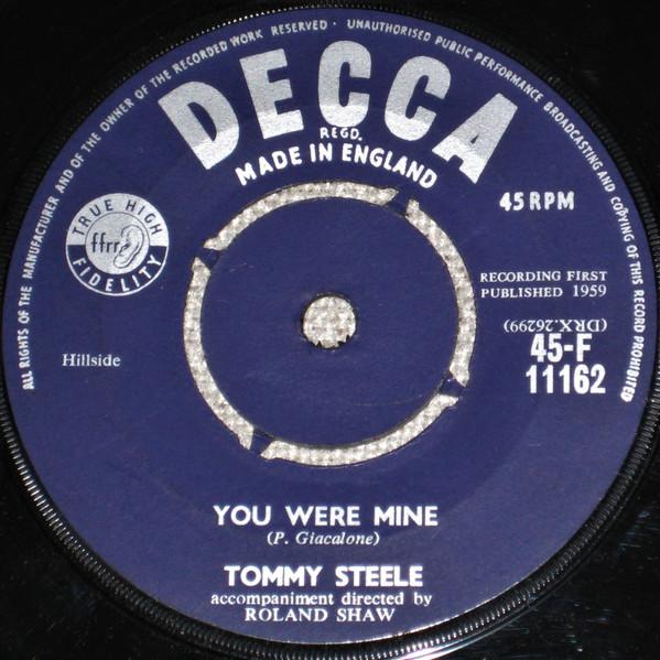 7-дюймовая пластинка TOMMY STEELE You Were Mine 45F11162 DECCA 1959 UK Rock Б/у