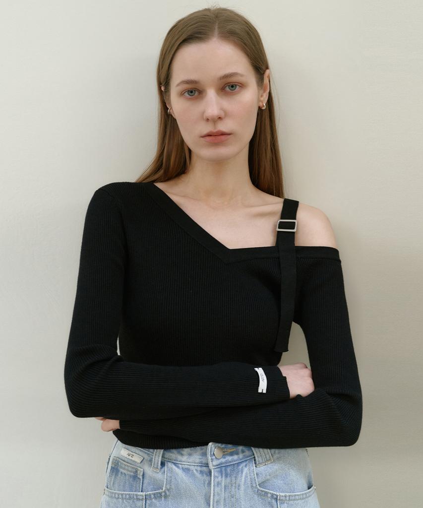ARTID Off-Shoulder Strap Point Knit_3Colors