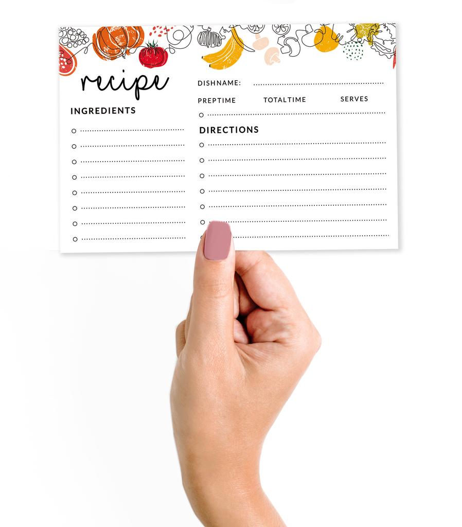 Inkdotpot Карточки с рецептами 4x6 дюймов (Набор из 50) , Толстые двухсторонние карточки премиум-класса - белые карточки для заметок с рецептами в современном стиле