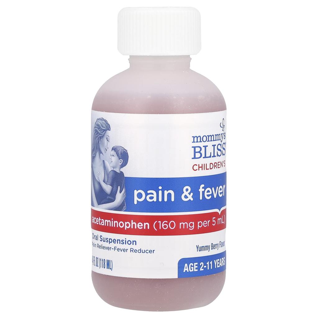 Mommy's Bliss, Children's, Pain and Fever, Ages 2 - 11, Yummy Berry, 4 fl oz (118 ml)