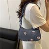 New Bow-printed Aesthetic, Lightweight and Fashionable Casual Underarm Bag, Fresh Pleated Handbag Bag