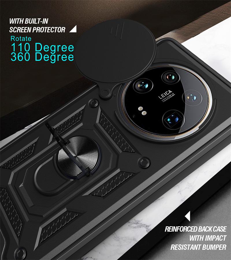 Для Xiaomi Mi 14 Ultra 5G чехол Slide Lens Armor Phone Case для Xiaomi Mi14 Ultra mi 14ultra 6.73 Магнитный держатель Кольцо Задняя крышка