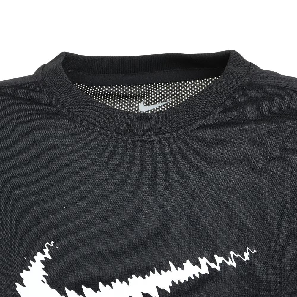 Nike Футболка с круглым вырезом и принтом логотипа, свободная, удобная, с коротким рукавом, детские топы, черная, DX5411-010