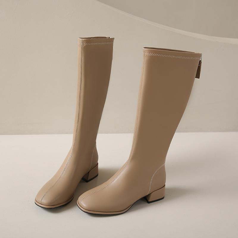Сапоги женские выше колена 2025 новые мягкие кожаные толстые каблуки тонкие высокие сапоги осень и зима британский стиль высокие рыцарские сапоги для женщин