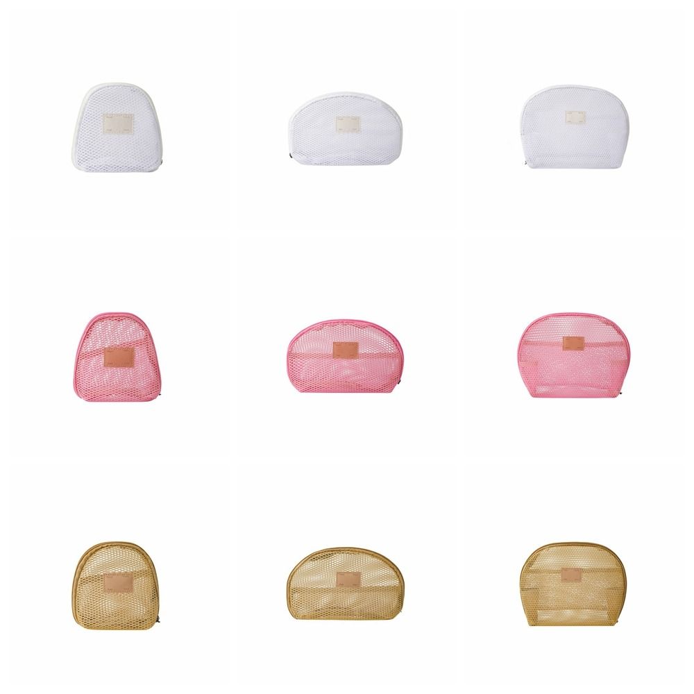 Lightweight Transparent Cosmetic Bag Semicircle Storage Toiletry Bag Simple Mesh Makeup Bag Travel