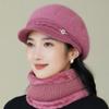 Women's Winter Velvet Thickened Cold and Warm Knitted Wool Hat Faux Rabbit Fur Hat Ear Protector Cap