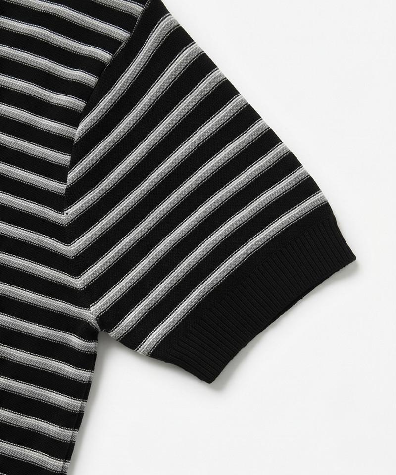 UNDEROFF Striped Crop Half Knit Navy