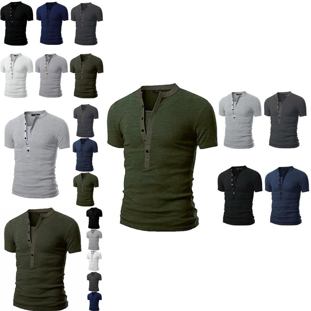 Fashion Men's Slim Fit V Neck T-shirt Muscle Tee Casual Tops Short Sleeve Blouse In Stylish Solid Colors