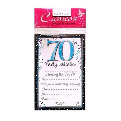 Приглашения на 70-летие Cameos Swirl (Пакет из 20)