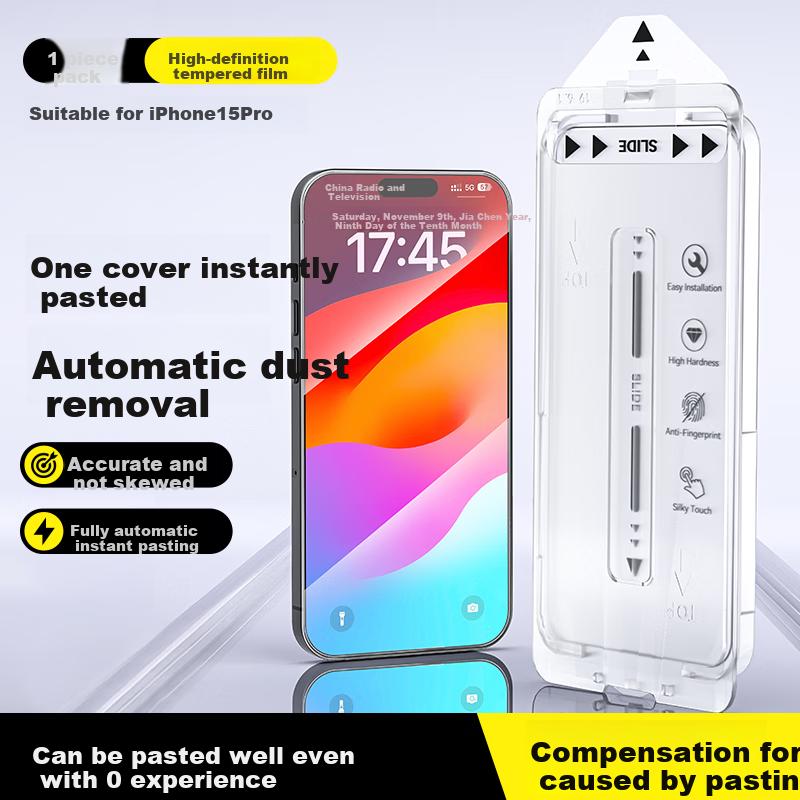 Apple 15 Pro Tempered Glass Screen Protector, IPhone 15 Pro Phone Film Shockproof, Full Screen, Dustproof, High Transparency, Single Piece