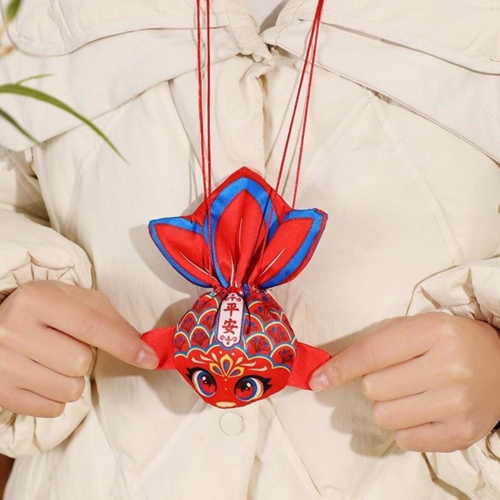 Cute Chinese Style Cartoon Koi Sachet Bag Embroidery Handmade Fish Ornament Blessing Sachet Hanging Money Bag Car Interior
