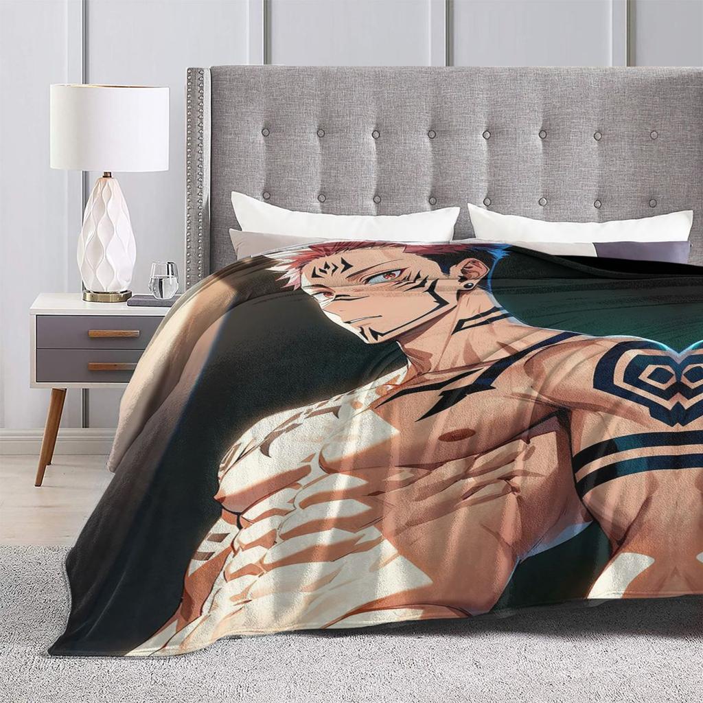 Сукуна Рёмен - Магическая битва Одеяла Мягкое Теплое Фланелевое Одеяло-накидка Постельное белье для Кровати Гостиной Пикника Путешествий Дома Дивана