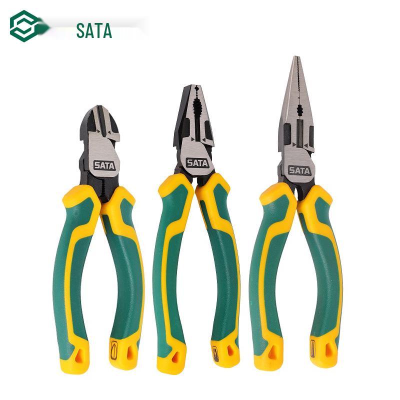 SATA 70221D, 70222D, 70223D Электромонтажный инструмент: Пассатижи с длинными губками и бокорезами.