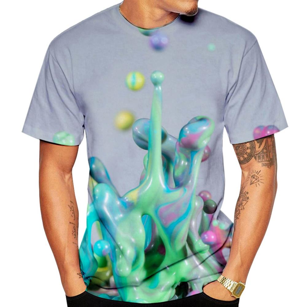 Paint Splatter Tie Dye 3D Print T-shirt Rainbow Graffiti Oversized Streetwear Tops Men Women Kids